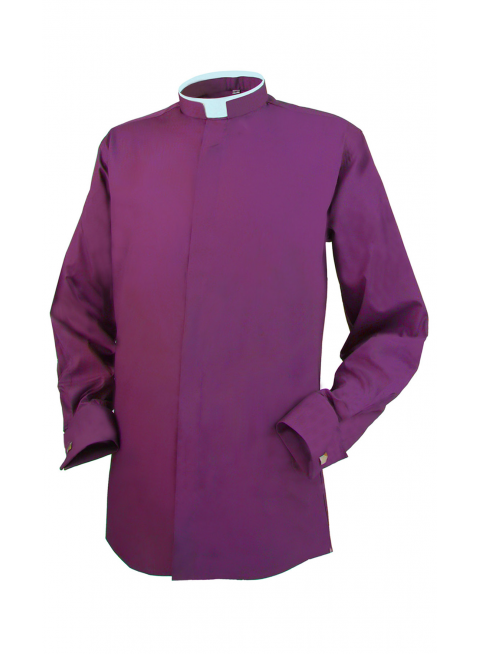 Clerical Shirt: Men's Tonsure Collar L/S French Cuff L/S Purple - Reliant Shirts